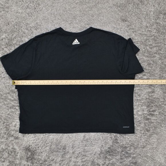 Adidas Women's Size 2XL Basic Short Sleeve Crop Black Solid Polyester Crew Neck - Picture 8 of 8